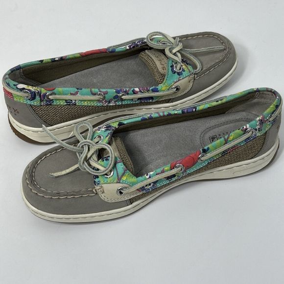 Sperry Top-Sider Women's Angelfish Boat Shoe Sz 6.5 Floral Gray Flamingo Slip On - Picture 2 of 8